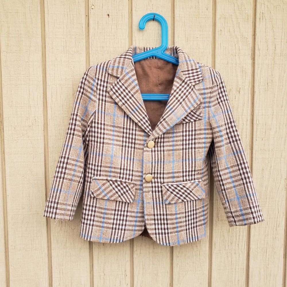 Vintage boys  plaid suit jacket